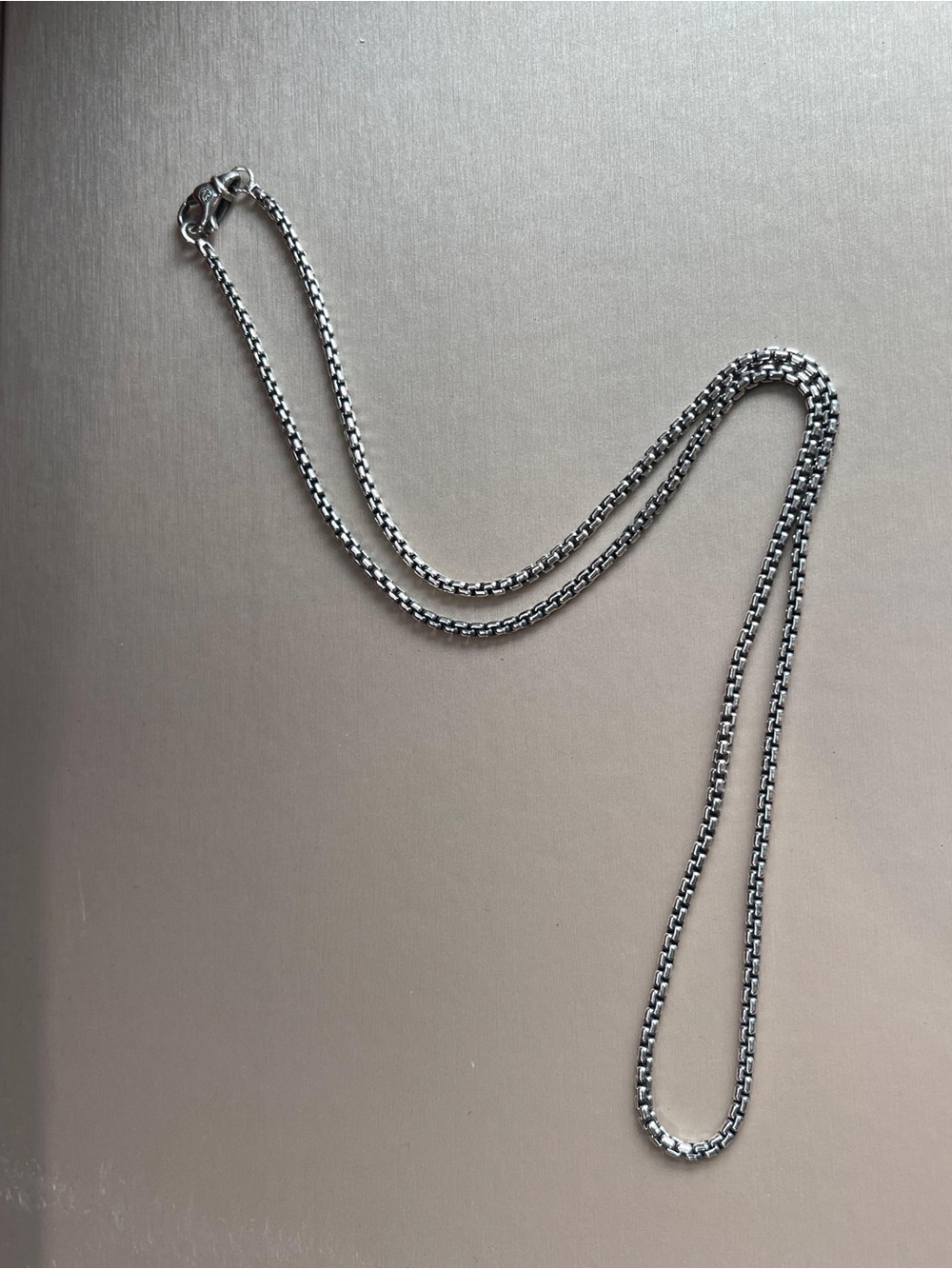 David Yurman 925 Sterling Silver Box Chain 2.7mm Necklace length 20”